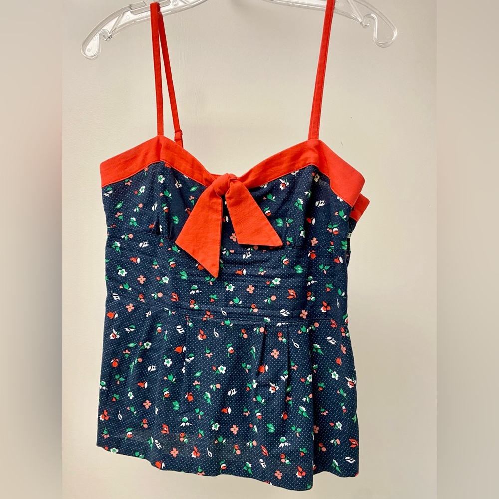 Tank Top with Cherry & Floral Pattern